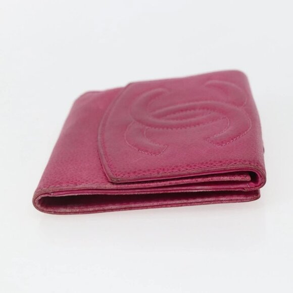 CHANEL Wallet Grained Calf Skin Pink Gold CC Auth 159752 - Picture 7 of 16